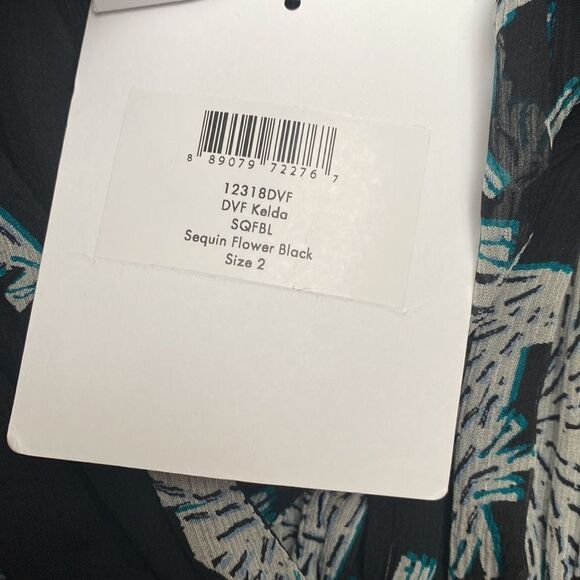 NWT Diane von Furstenberg Silk Black Floral Dress - Picture 10 of 15